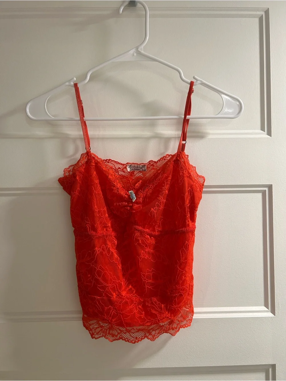 •Free People• red lace cami tank top
